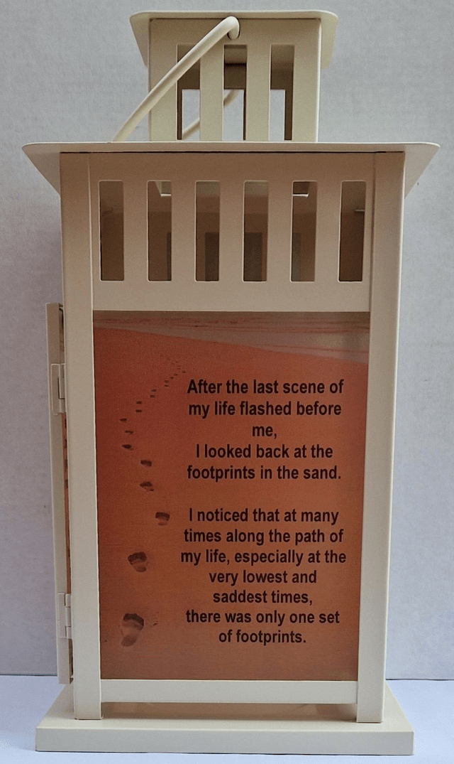 Footprints in the sand lantern