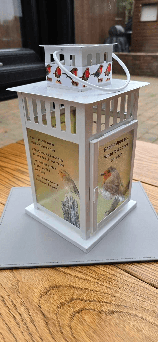 Robin Themed  Memorial Lantern
