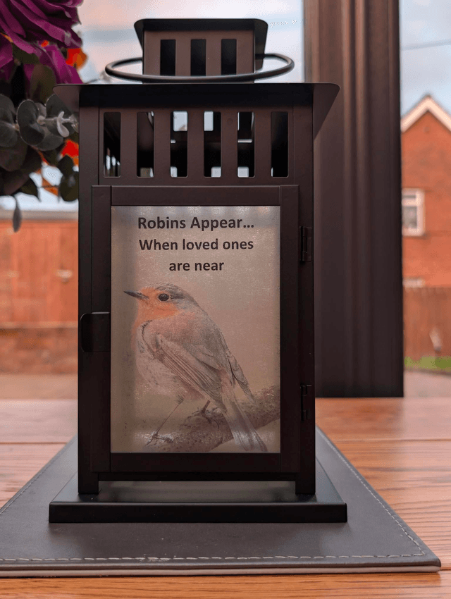 Robin Themed  Memorial Lantern