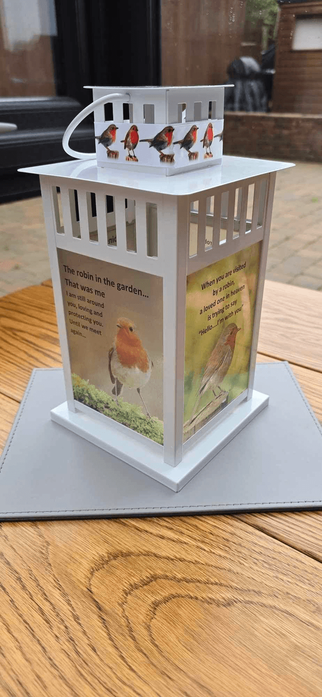 Robin Themed  Memorial Lantern