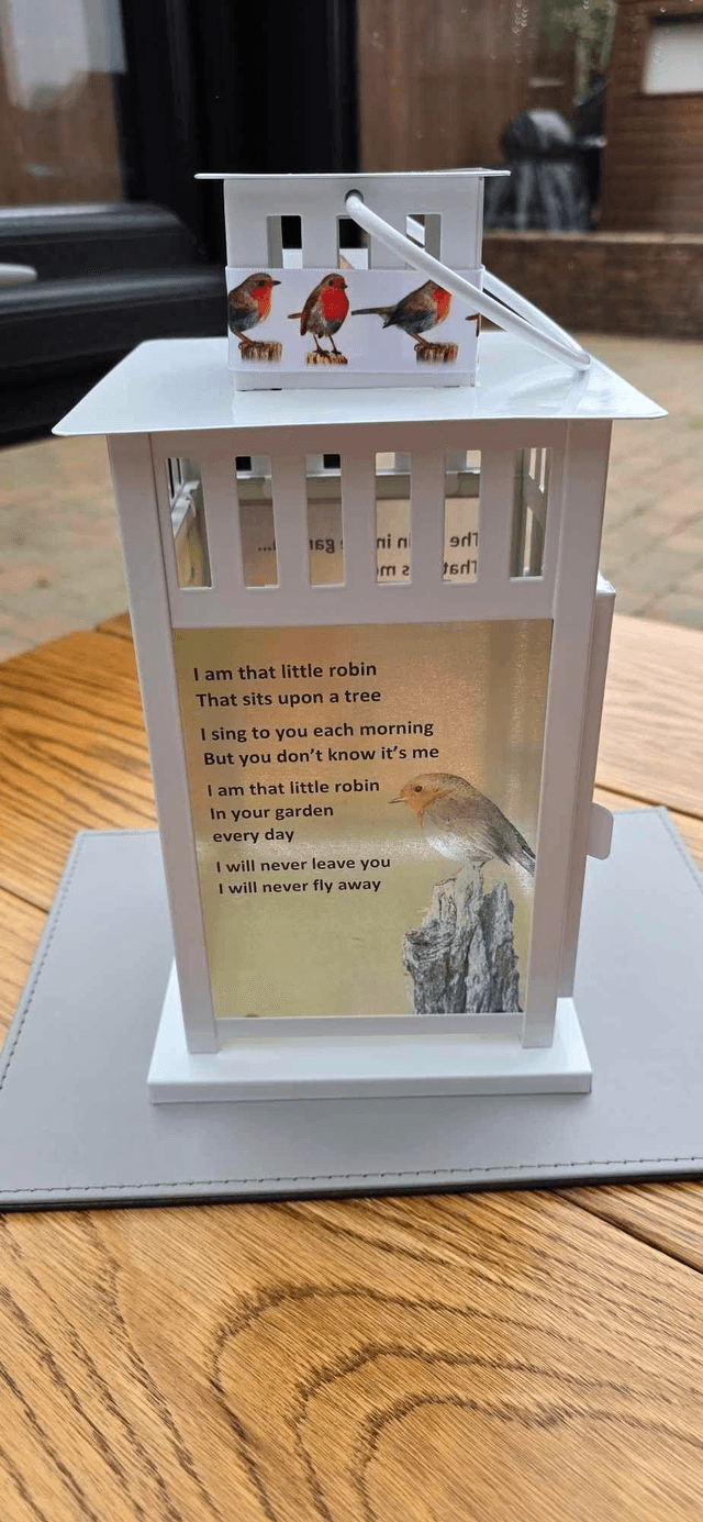 Robin Themed  Memorial Lantern