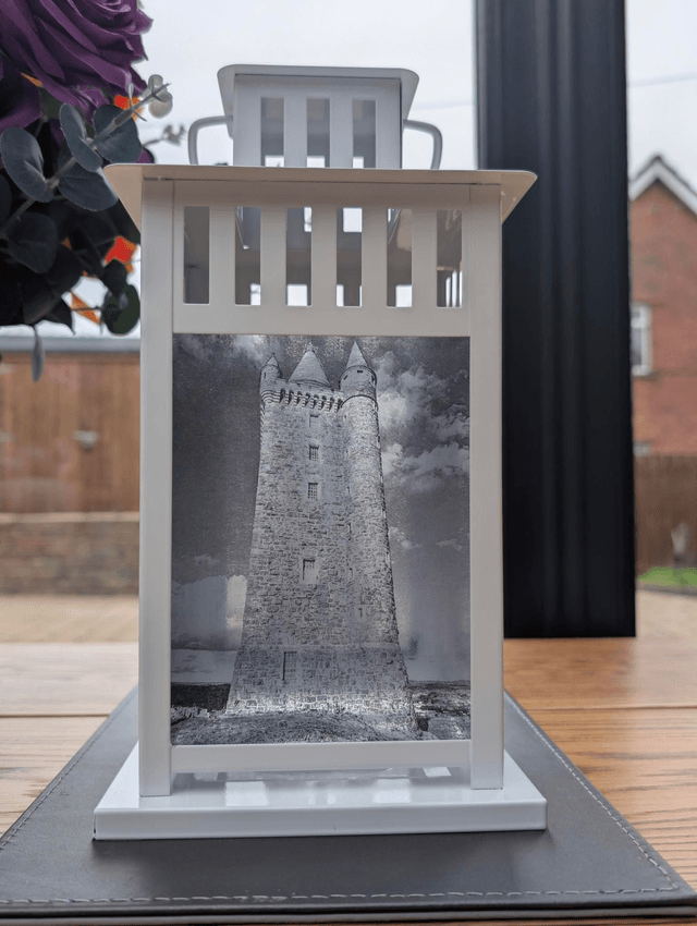 Scrabo Tower Lantern Black and White