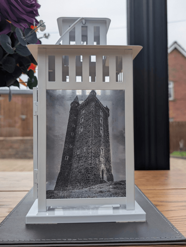 Scrabo Tower Lantern Black and White
