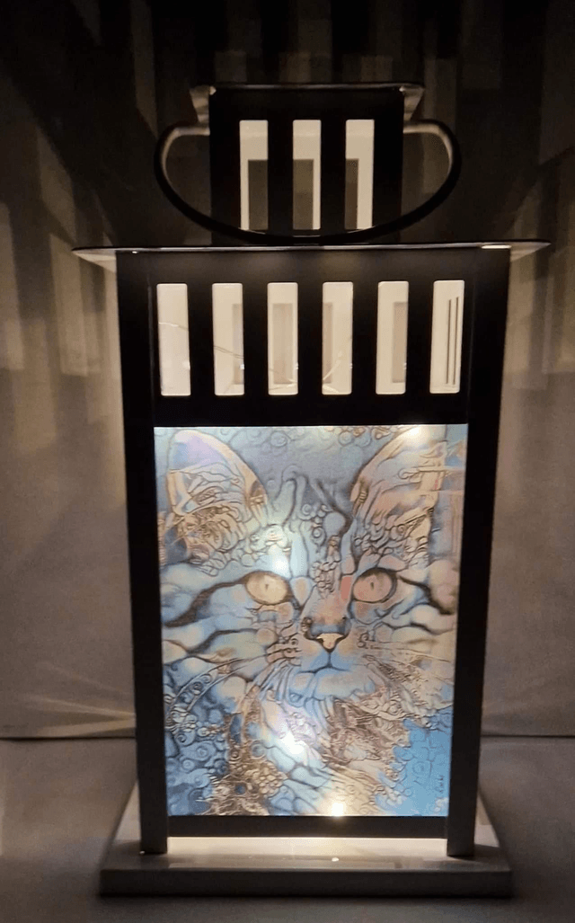 Cat Themed Stained Glass Effect Lantern 