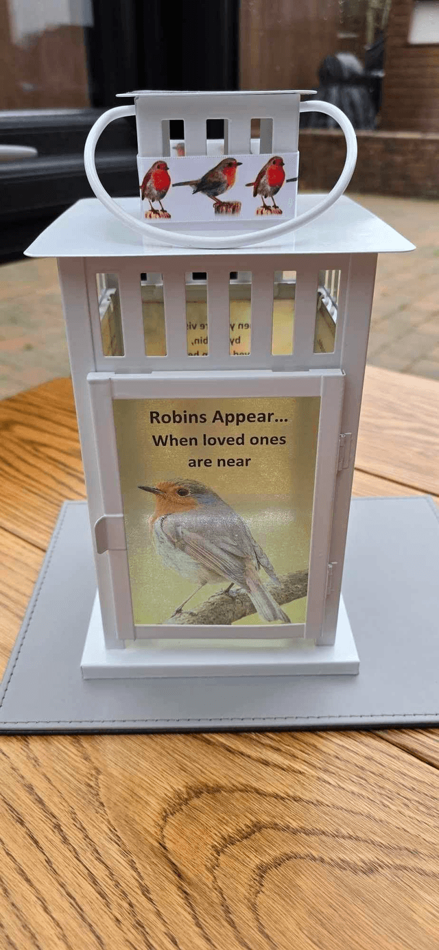 Robin Themed  Memorial Lantern