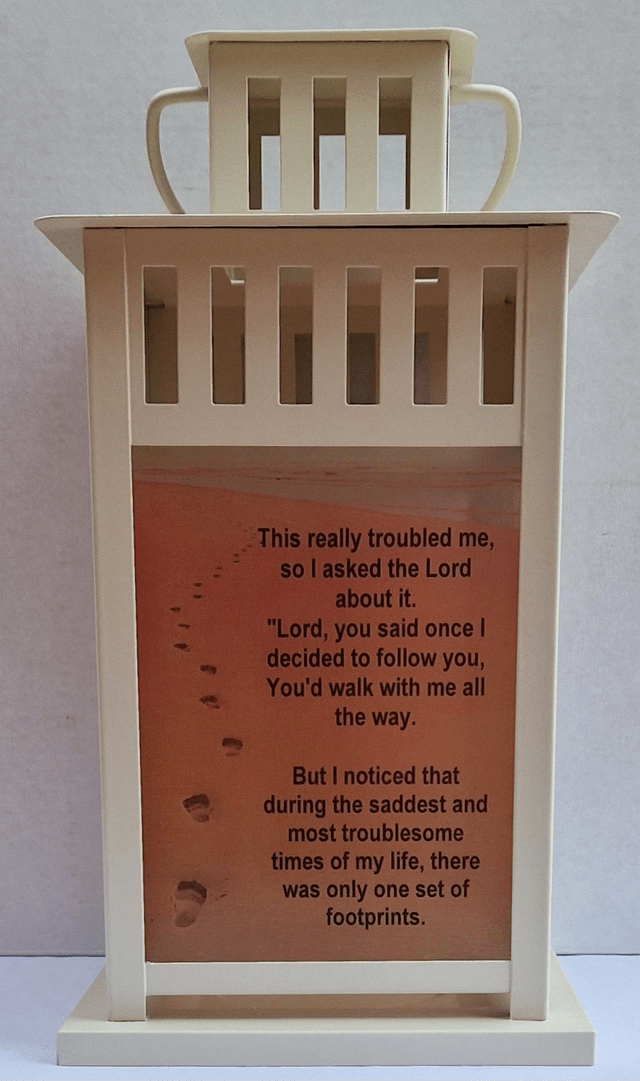 Footprints in the sand lantern