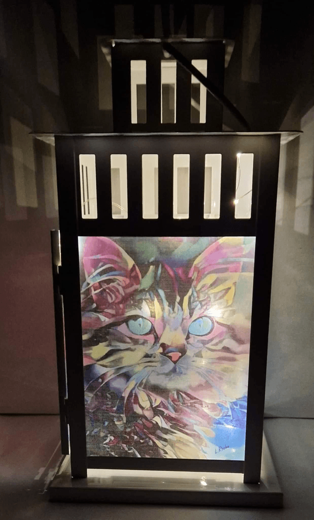 Cat Themed Stained Glass Effect Lantern 