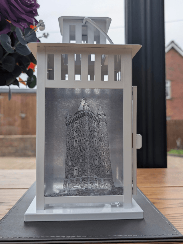 Scrabo Tower Lantern Black and White